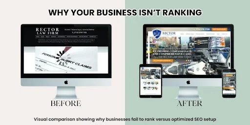 Visual comparison showing why businesses fail to rank versus optimized SEO setup