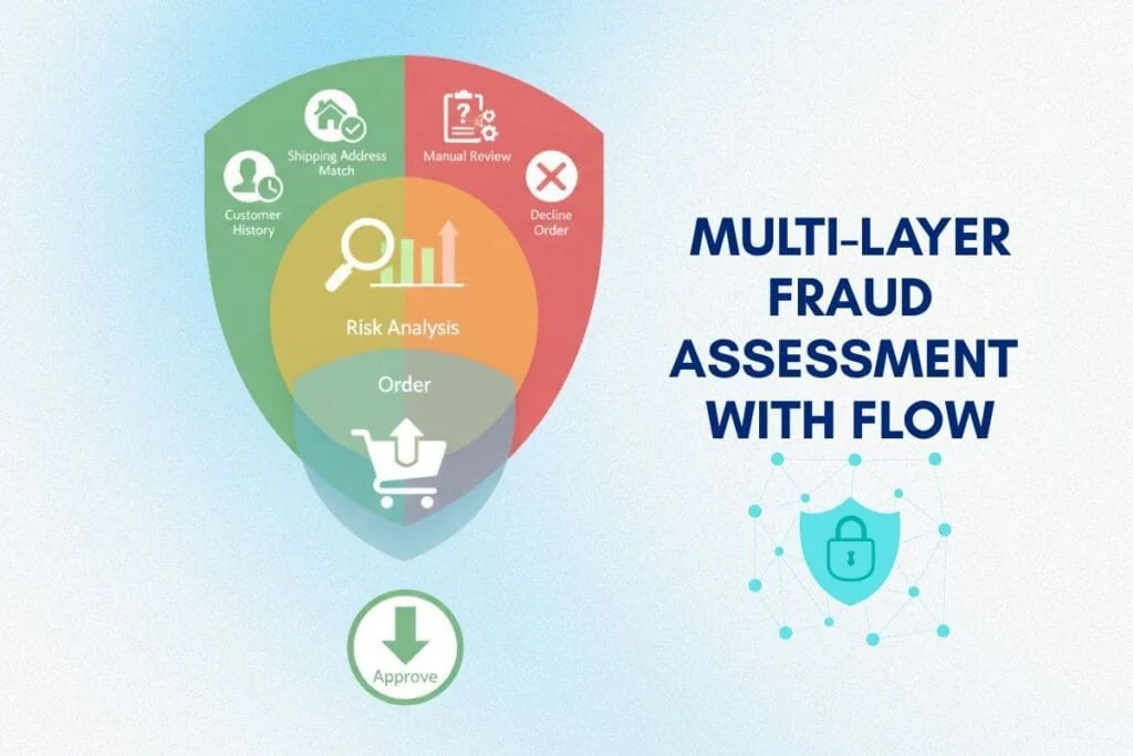 Shopify Flow best practices for intelligent fraud detection with multi-layer risk assessment
