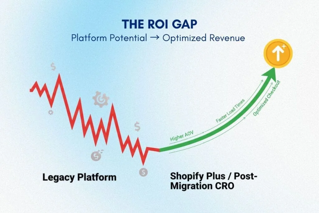 CRO after replatforming revenue acceleration graph