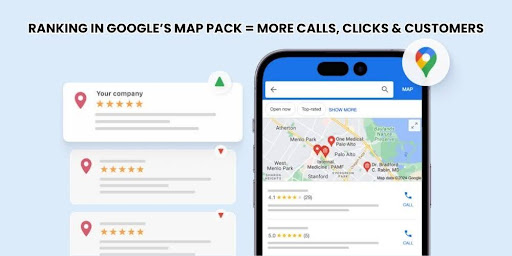 Google Map Pack example highlighting local SEO for small businesses with top-ranking listings and customer reviews